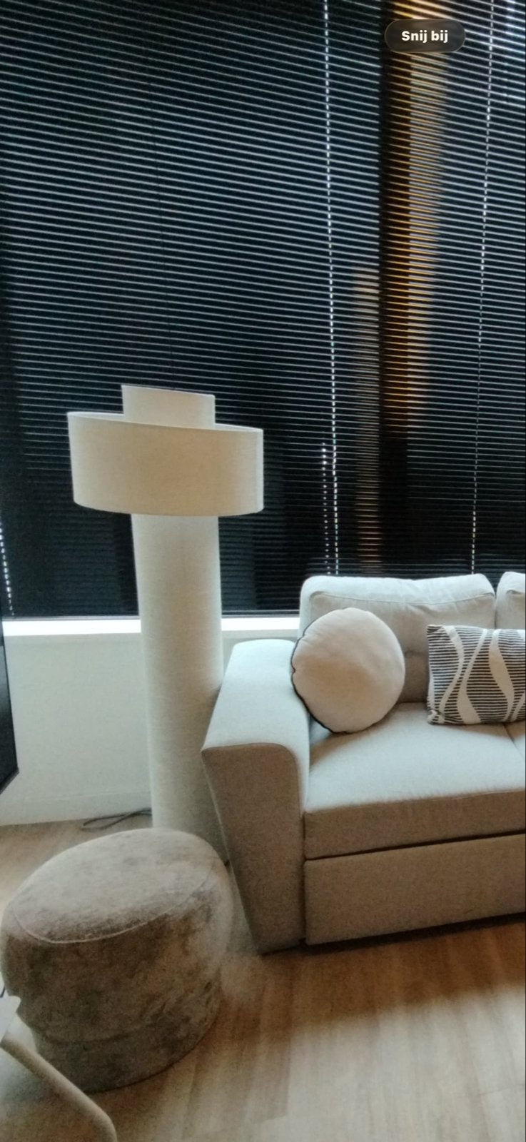 Staande lamp Kwantum linnenlook als nieuw incl. LED lichtbro, Ophalen, Zo goed als nieuw, Textiel, 100 tot 150 cm