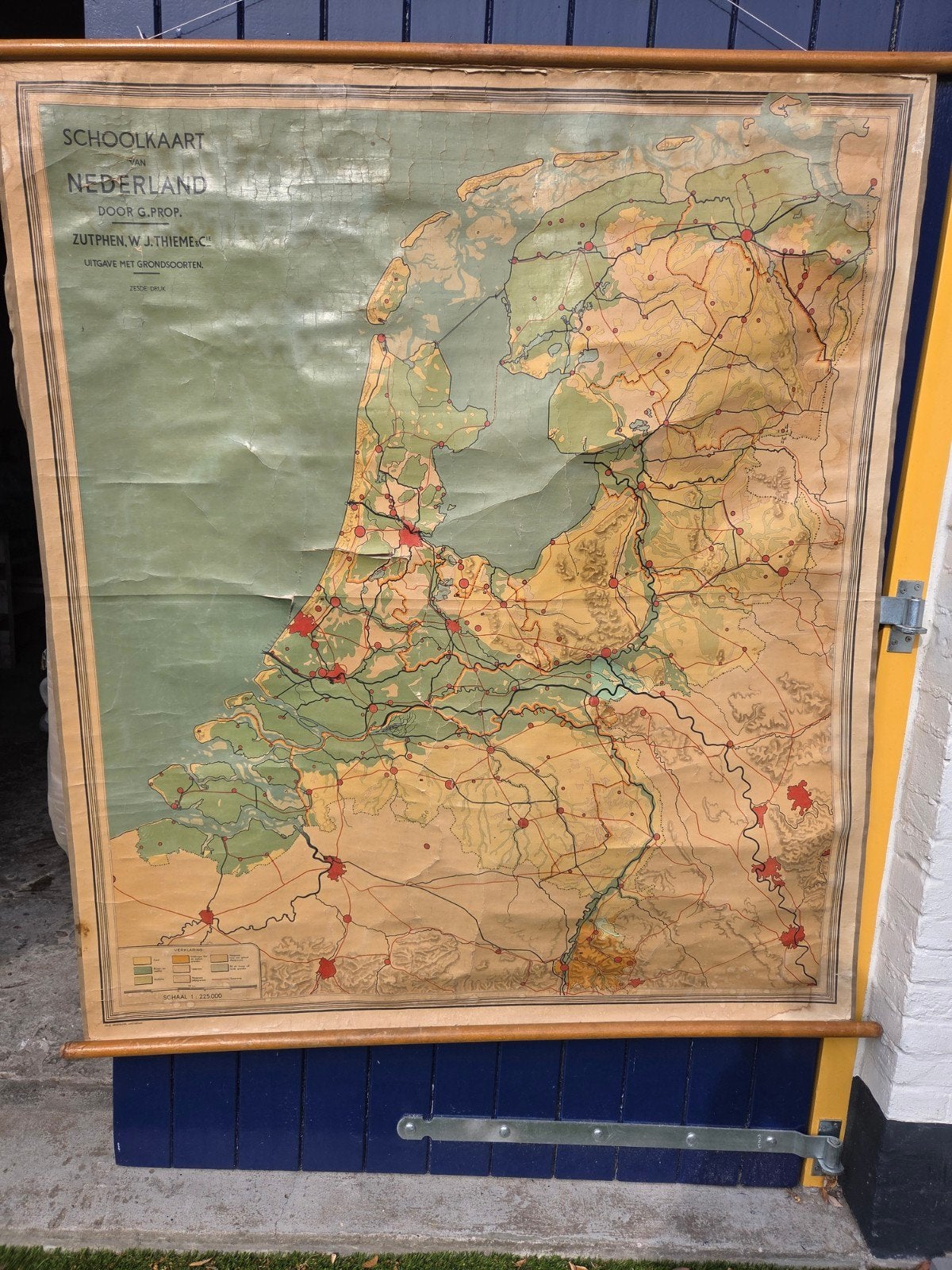 Vintage Schoolkaart Nederland door G. Prop - Zesde Druk, Ophalen