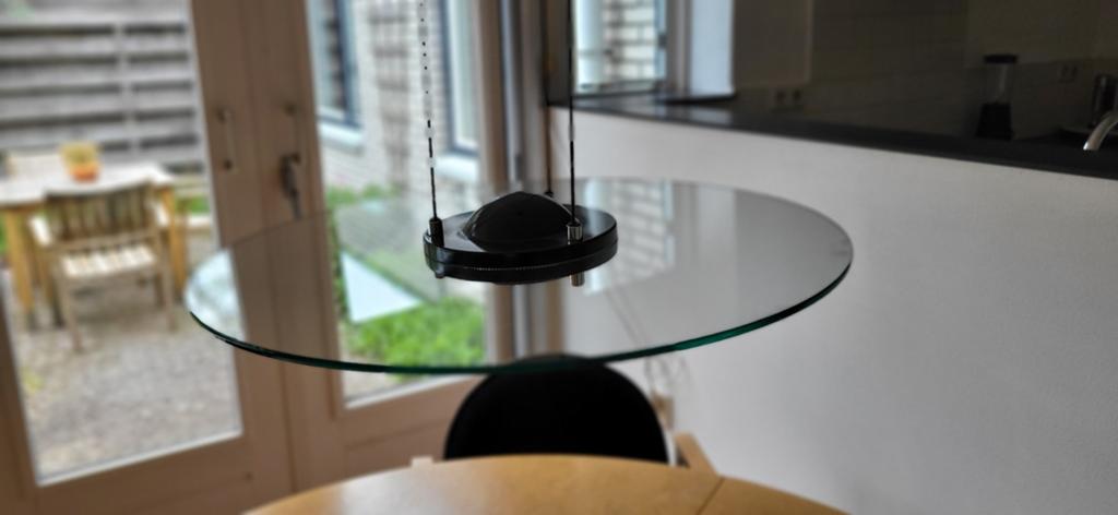 Glazen hanglamp met verstelbare hoogte, Huis en Inrichting, Gebruikt, Ophalen of Verzenden, Glas, 75 cm of meer