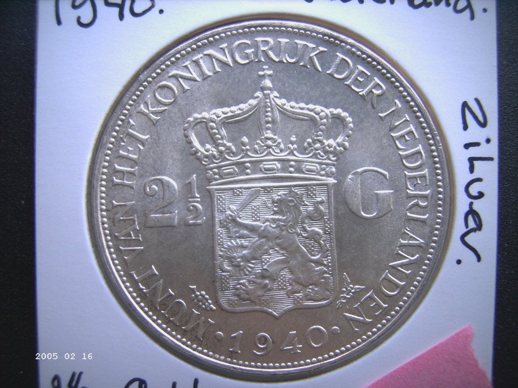 Zilver Rijksdaalder 1940..., Ophalen of Verzenden, Koningin Wilhelmina, 2½ gulden, Zilver