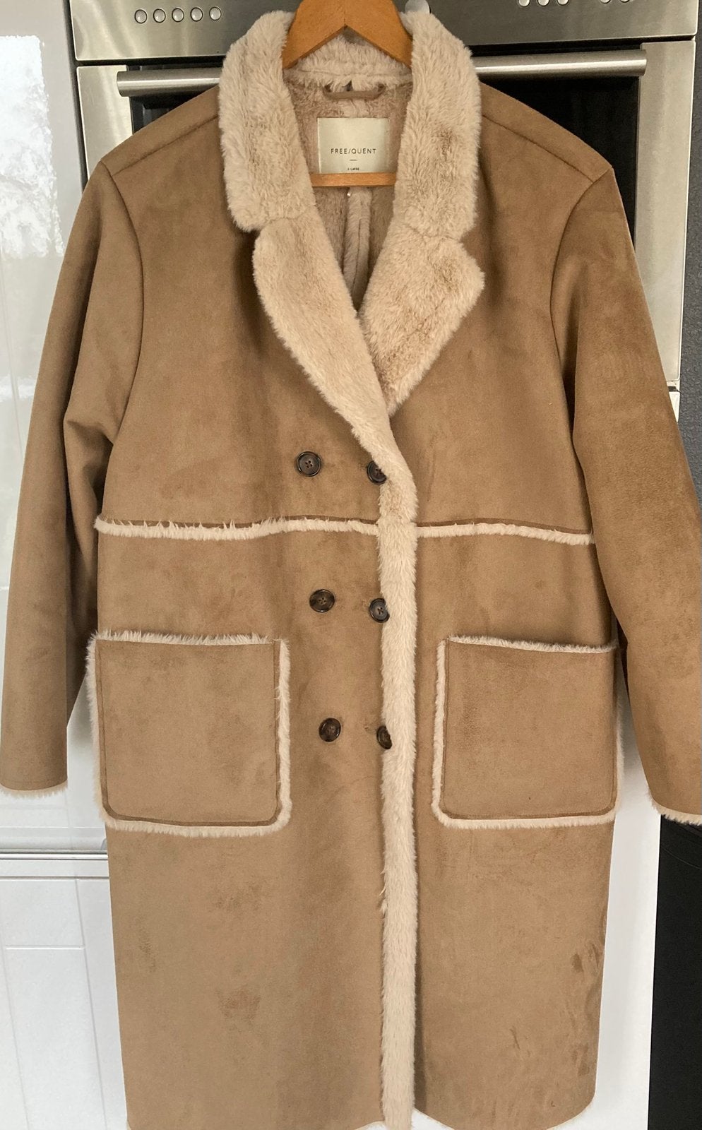 Freequent lammy coat bruin beige 42 XL, Ophalen of Verzenden, Zo goed als nieuw, Maat 42/44 (L), Bruin