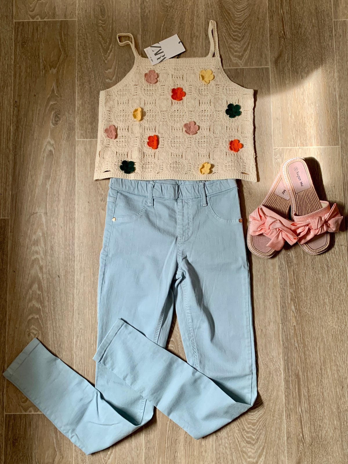 Set jeans, crochet top Zara en muiltjes *nieuw, Kinderen en Baby's, Ophalen of Verzenden, Nieuw, Meisje, Setje