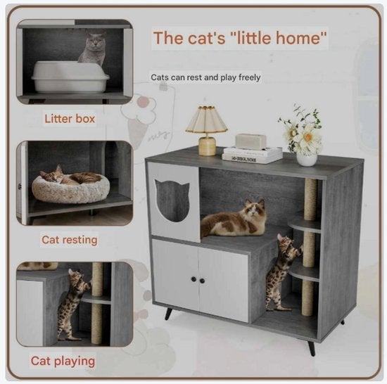 Kattenbakmeubel Houten Kast – Kattenbakkast, Corvance B.V., Verzenden, Nieuw, Corvancebol@gmail.com