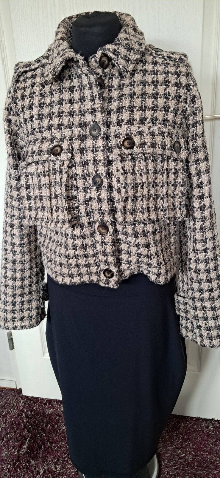 Co' Couture kort jasje maat S - Bruin/Beige Pied-de-poule, Bruin, Co' Couture, Onbekend, Ophalen of Verzenden
