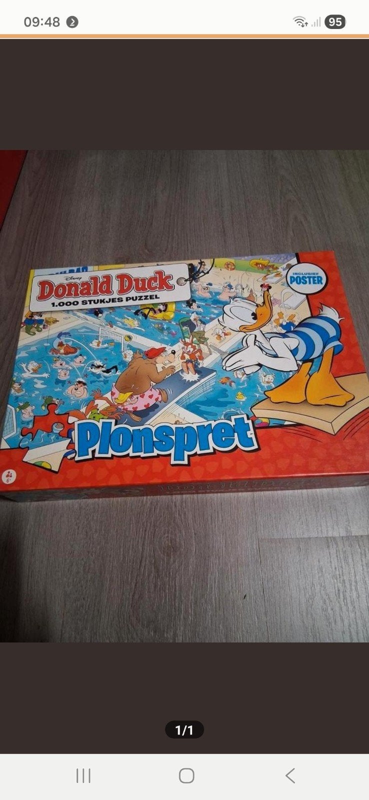 Donald Duck Puzzel - Plonspret - 1000 Stukjes, Ophalen of Verzenden, 500 t/m 1500 stukjes, Gebruikt, Legpuzzel