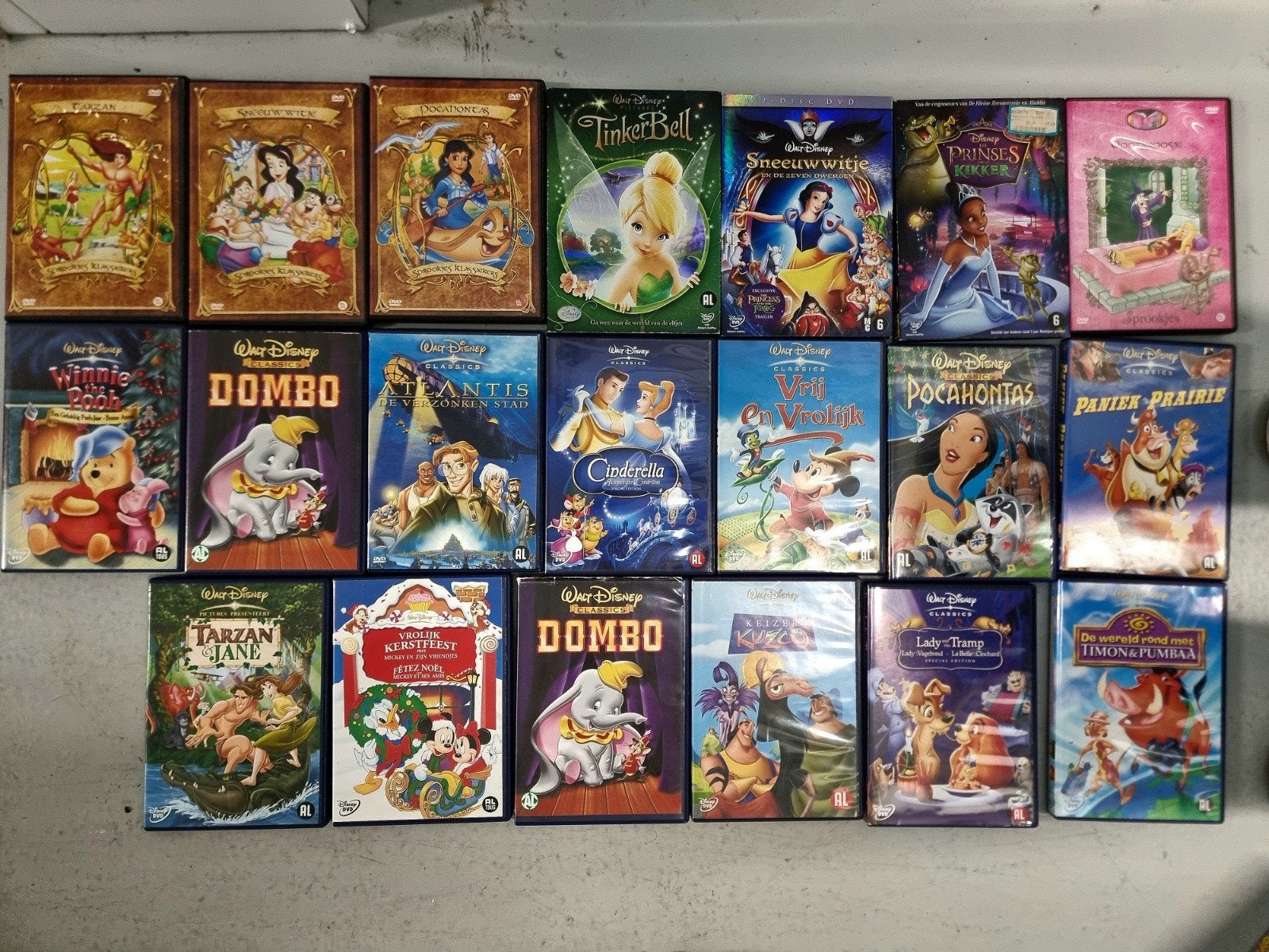 Originele Disney DVD's (19 stuks) - o.a. Classics & Sprookje, Gebruikt, Animatie, Alle leeftijden, Nederlands