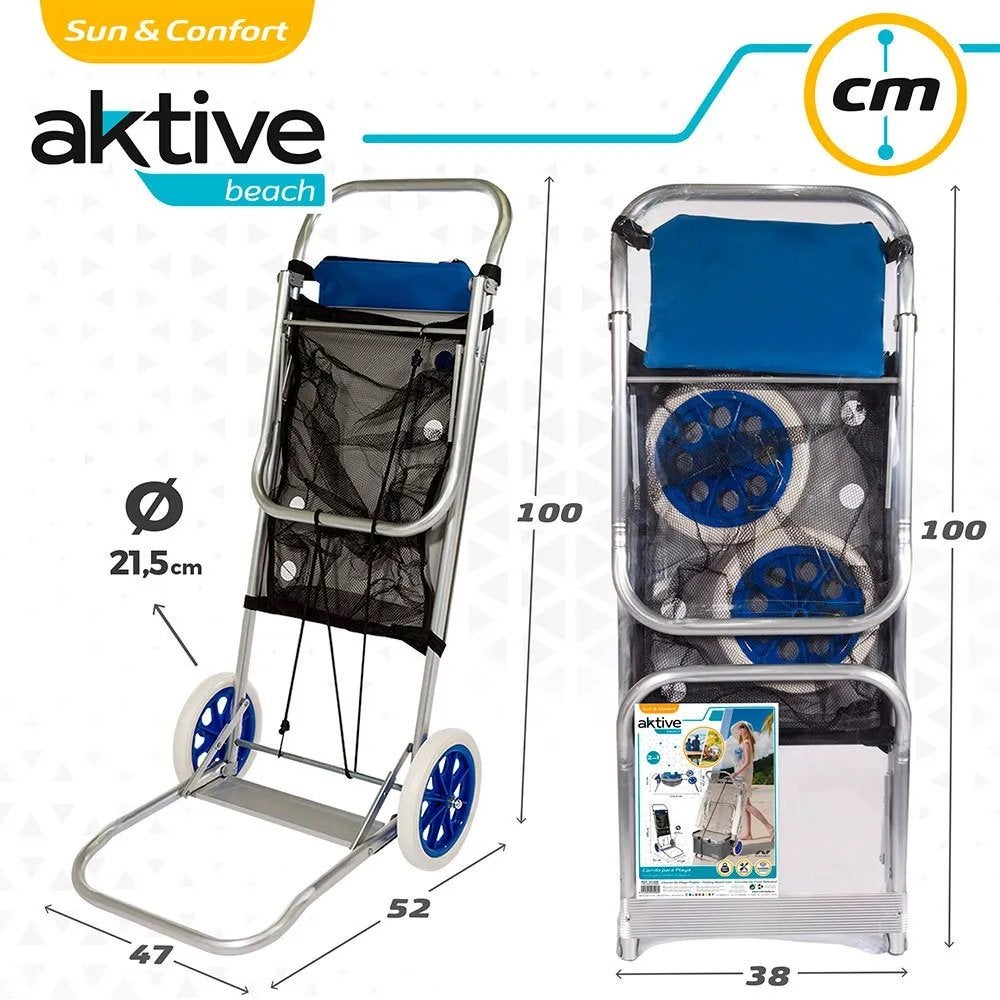 AKTIVE 2-in-1 Strandkar & Tafel | Stoeldrager, Ophalen of Verzenden, Nieuw