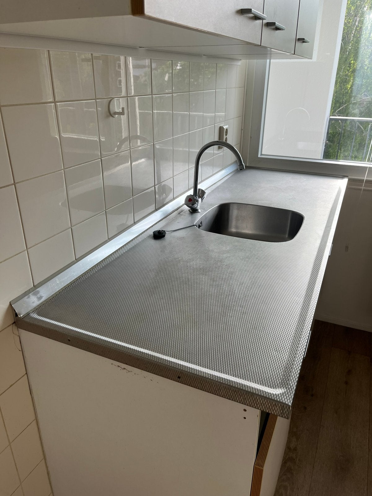 Rvs aanrechtblad (170-60cm)inc mengkraan en sifon, Huis en Inrichting, Keuken | Keukenelementen, Ophalen, Gebruikt, 200 cm of meer