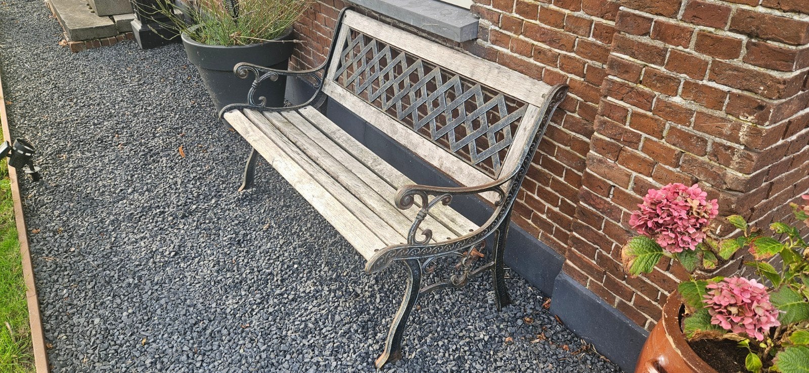 Supermooi tuinbankje, Tuin en Terras, Ophalen, Gebruikt, Hout