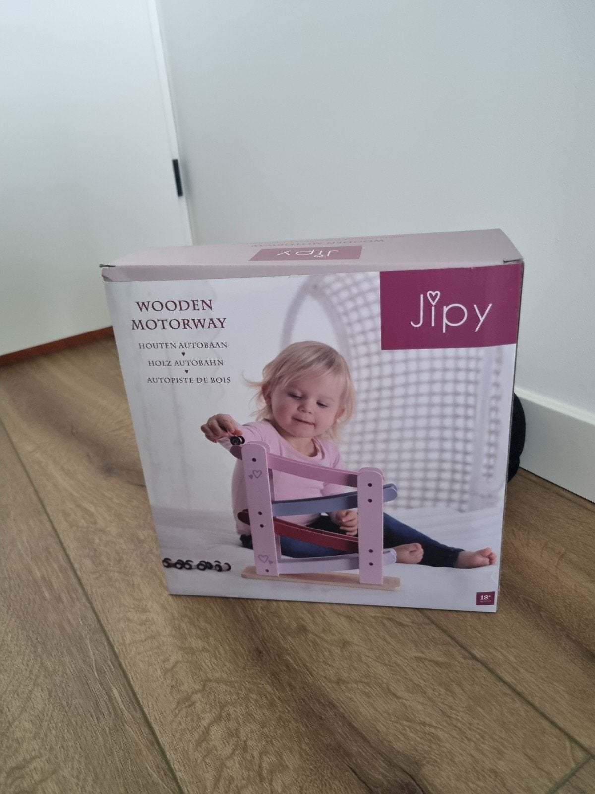 Jipy Roze Houten Auto Rollerbaan zgan, Ophalen of Verzenden, Zo goed als nieuw