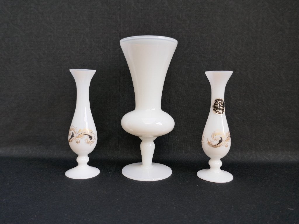Opaline de Lorraine en Boussu - 3 vaasjes - Opaline glas, Ophalen of Verzenden