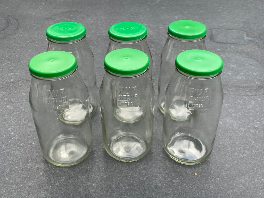 6 stuks glazen flessen - ontvangers 500ml, Huis en Inrichting, Ophalen of Verzenden, Zo goed als nieuw, Glas