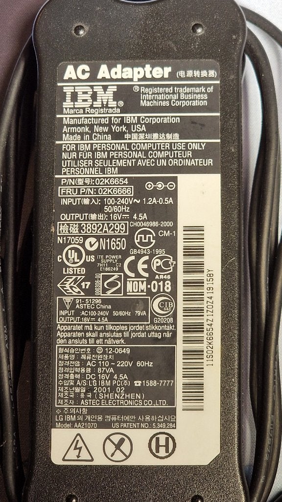 IBM laptop voeding, Computers en Software, Laptop-opladers, Ophalen, Gebruikt