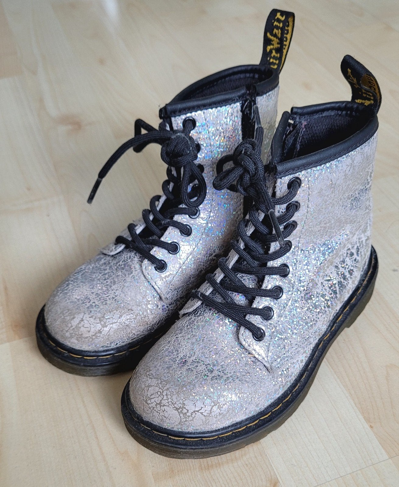 Dr. Martens glitter maat 29 Junior 1460 Crinkle Metalic, Dr. Martens, Gebruikt, Jongen of Meisje, Ophalen of Verzenden