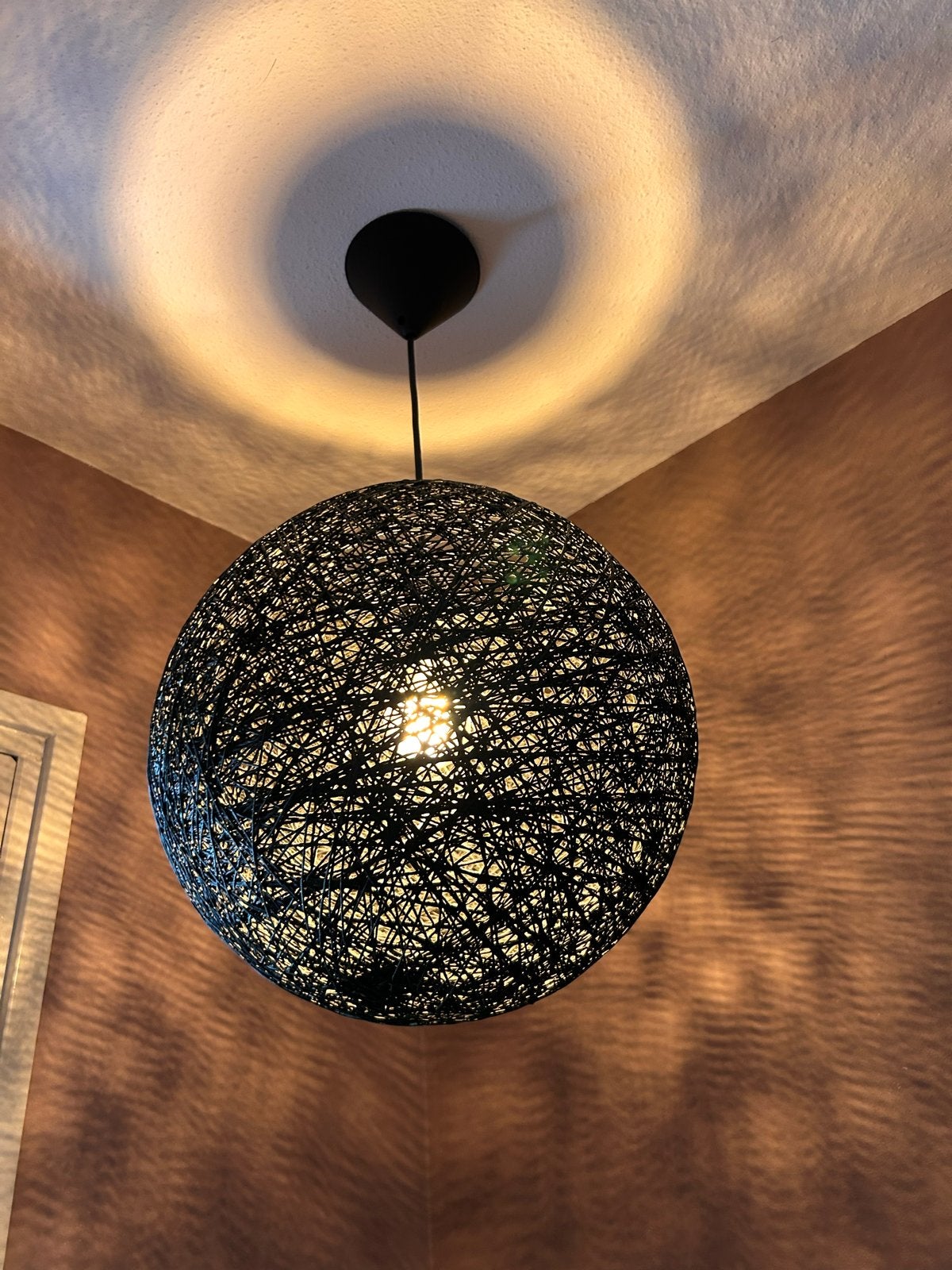 Moderne Zwarte Bol Hanglamp - Uniek Design, Ophalen, Zo goed als nieuw, Overige materialen, 50 tot 75 cm