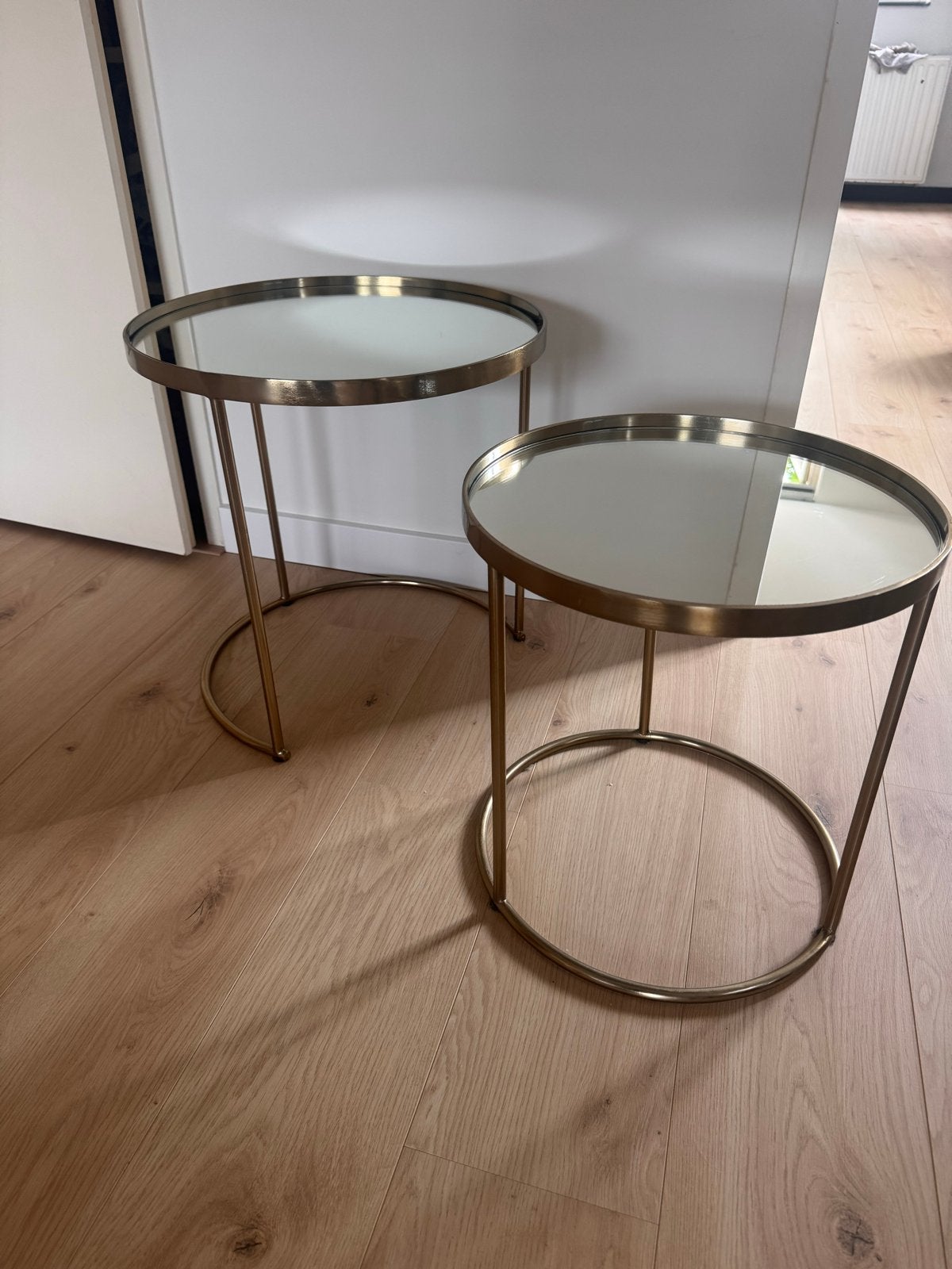 Zara Home salontafels, goud frame, spiegelblad, set van 2, Ophalen, Minder dan 50 cm, 50 tot 100 cm, Rond