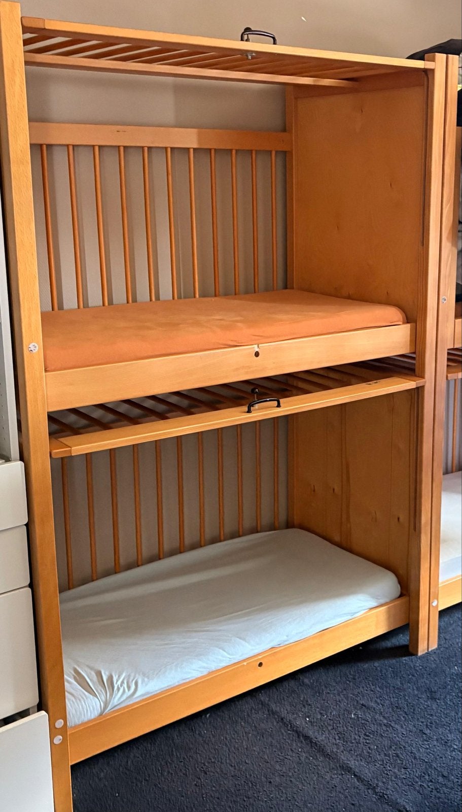 Houten stapelbed - duo opvangbedjes, Gebruikt, 90 cm, 160 tot 180 cm, Tweepersoons