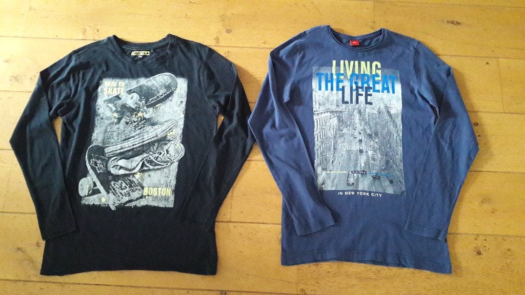 Maat 176 2x jongens shirt lange mouw, Ophalen of Verzenden, Gebruikt, Jongen, Shirt of Longsleeve