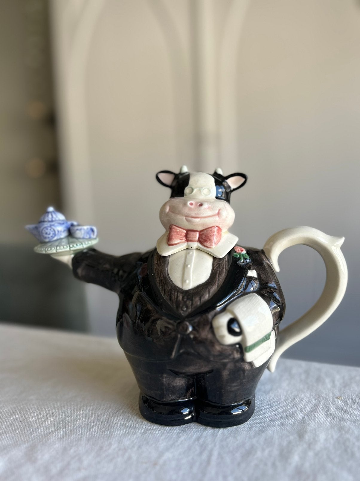 Fitz & Floyd theepot koe ‘Butler Cow’ – vintage collectible, Ophalen, Zo goed als nieuw, Dier