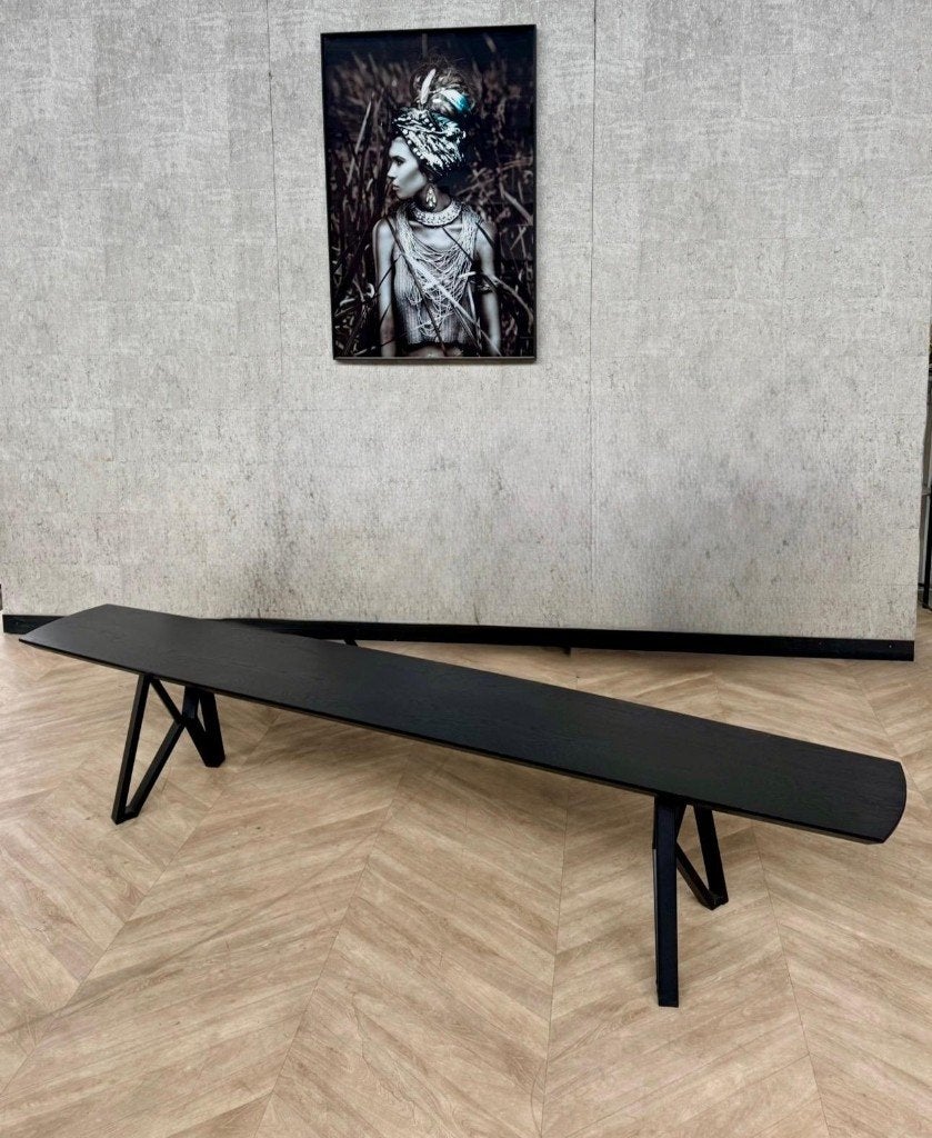 Eetkamerbank eiken zwart 240cm *showroom, Firma Hout en Staal, Zwart, Ophalen of Verzenden, Zo goed als nieuw