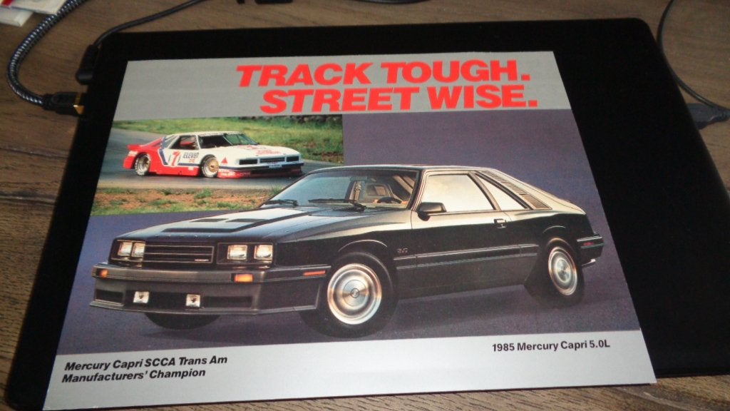 ZELDZAME USA Dealer Kaart A4 ,  MERCURY CAPRI 5.0L  ,  1985, Verzenden, Nieuw, Overige merken