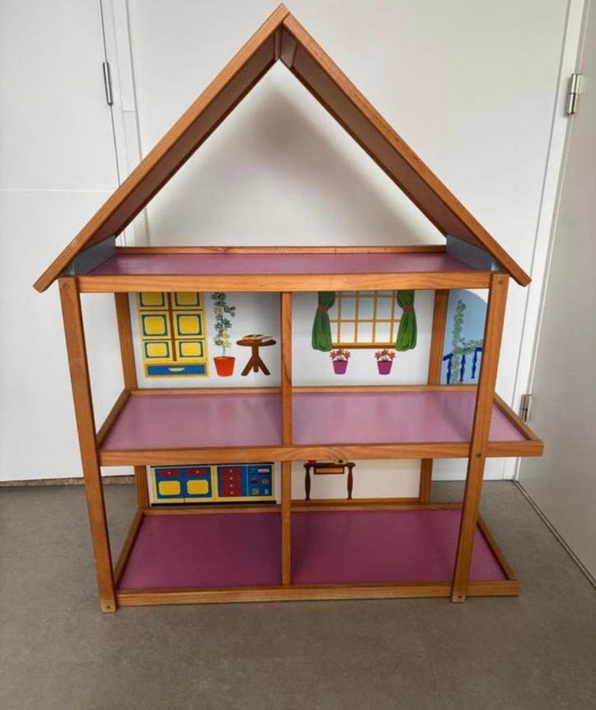 Houten poppenhuis, Kinderen en Baby's, Speelgoed | Poppenhuizen, Ophalen, Zo goed als nieuw, Poppenhuis