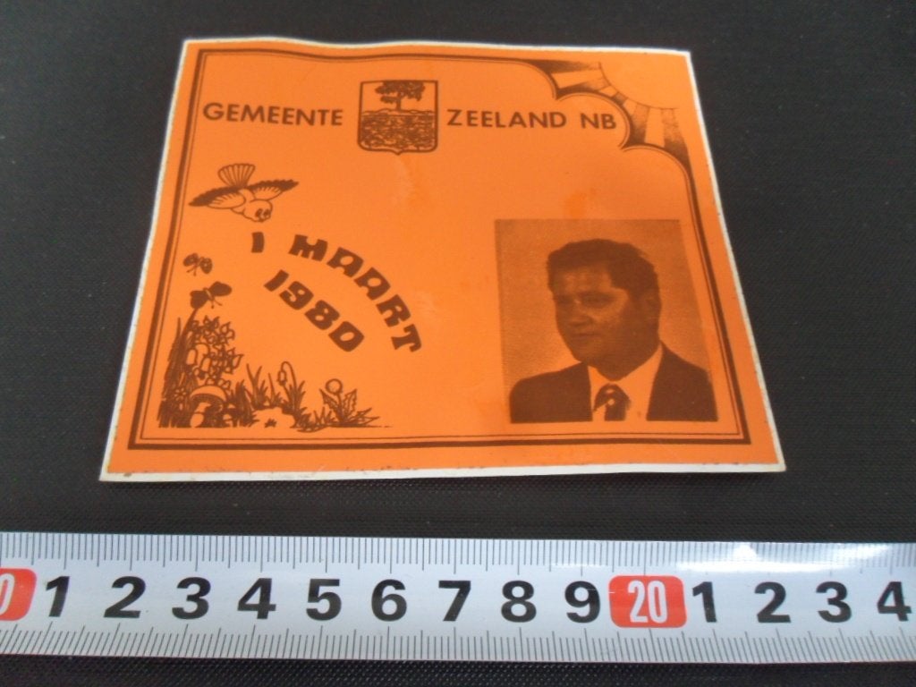 sticker gemeente zeeland nb 1 maart 1980 *, Ophalen of Verzenden, Zo goed als nieuw