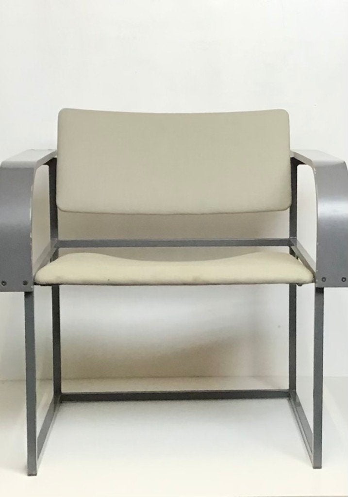 Vintage grote fauteuil van PASTOE Utrecht jaren 70, Huis en Inrichting, Ophalen, Gebruikt, Wit, Metaal