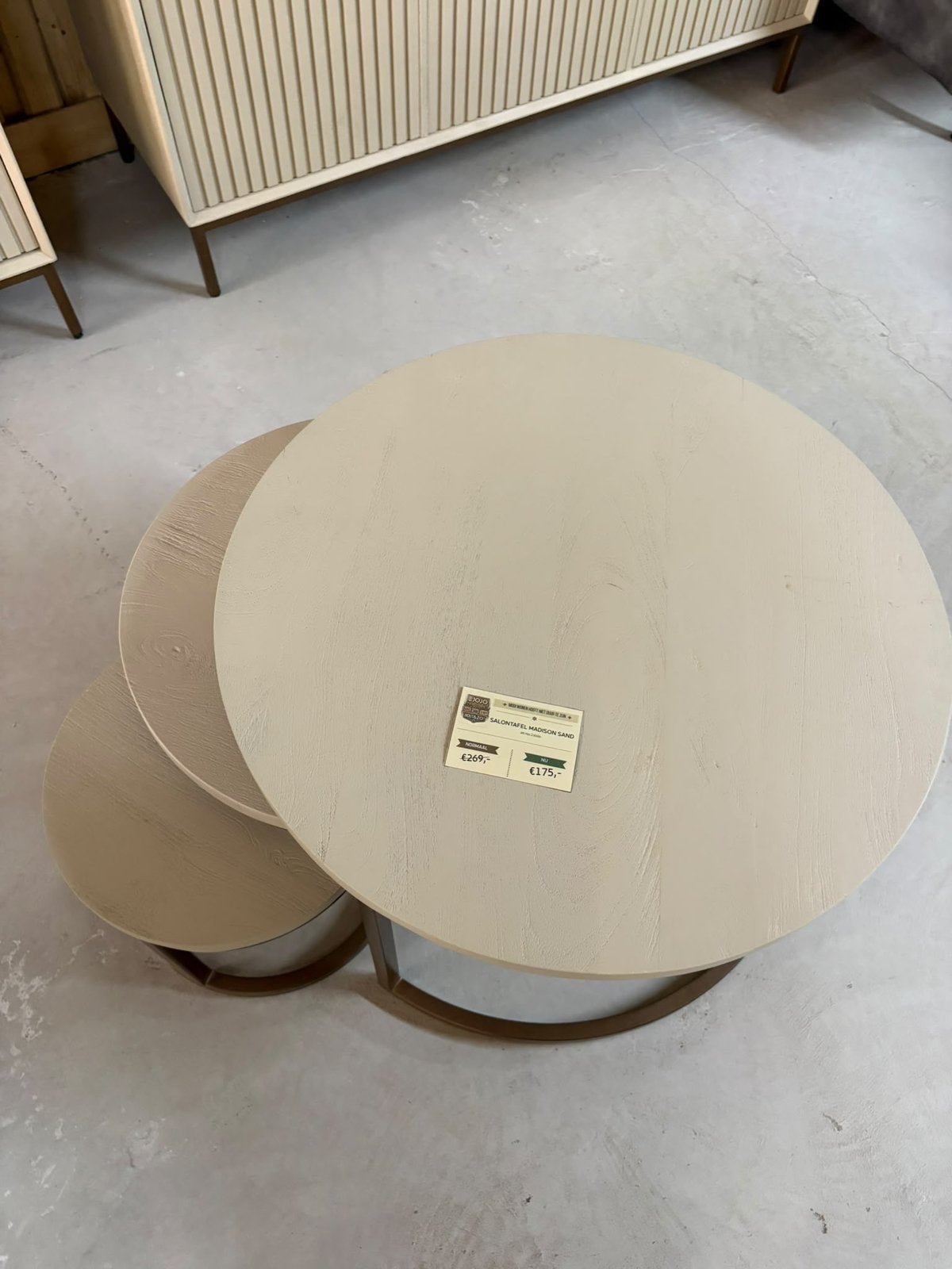 Salontafels sandkleur €175,-, Ophalen, Nieuw, Rond, 50 tot 100 cm