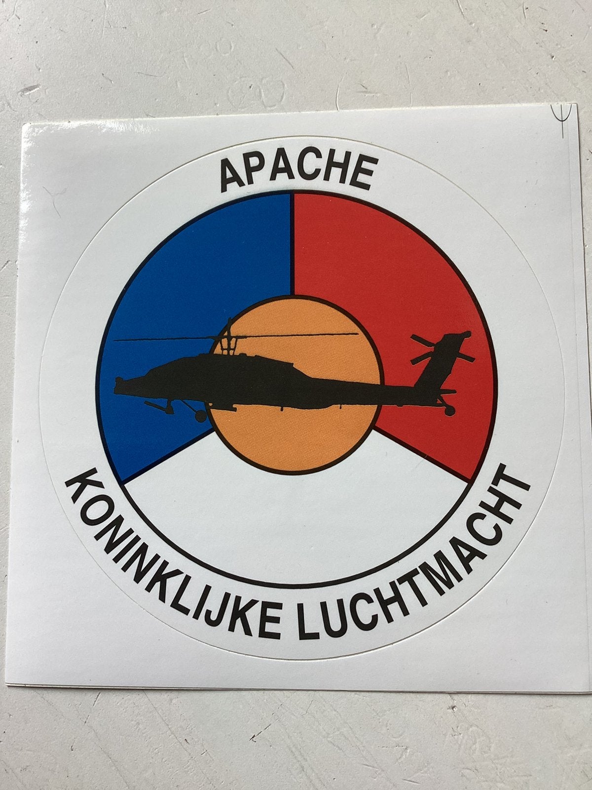 Sticker Koninklijke Luchtmacht Apache, Verzamelen, Militaria | Algemeen, Verzenden, Luchtmacht, Nederland