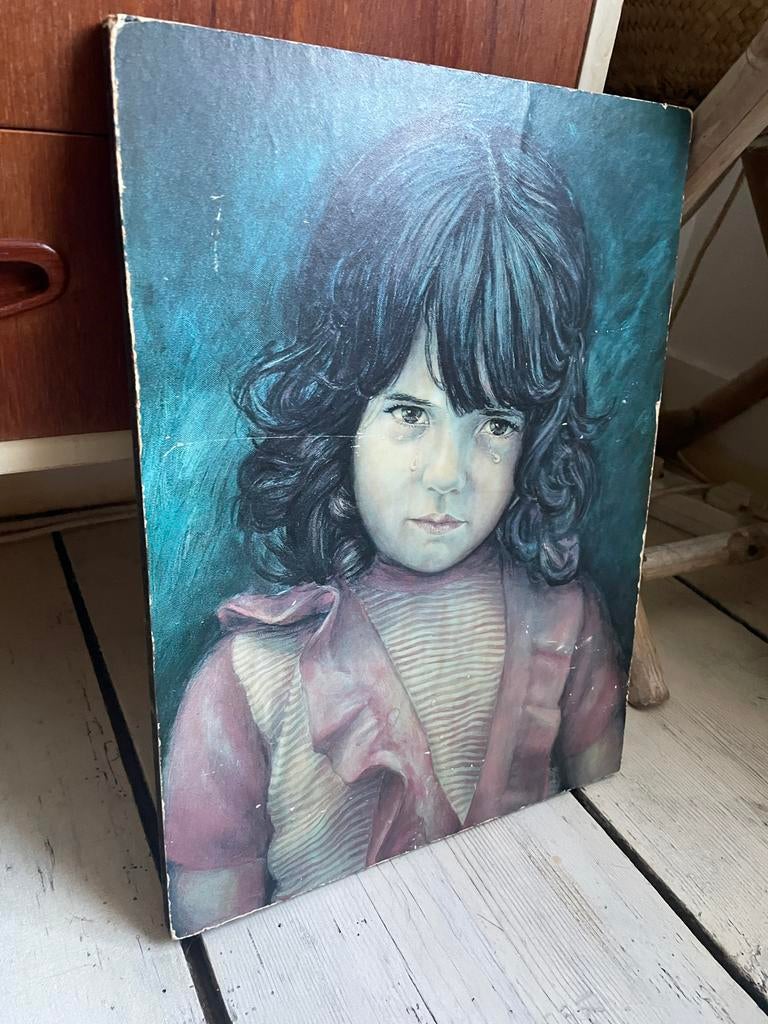Vintage prentje huilend zigeuner meisje, Antiek en Kunst, Kunst | Schilderijen | Klassiek, Ophalen