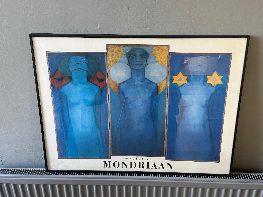 Piet Mondiaan Evolutie in zwarte aluminium wissellijst 60x80, Ophalen