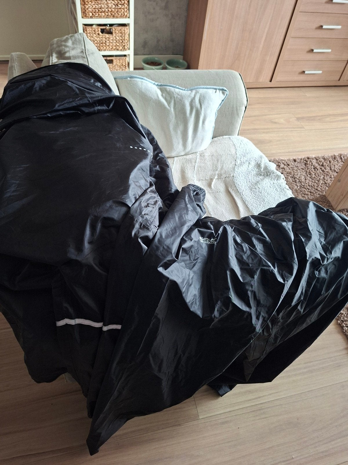 Regenbroek en jas - Nette set in tasje, Ophalen, Gebruikt, Dames, Overige maten
