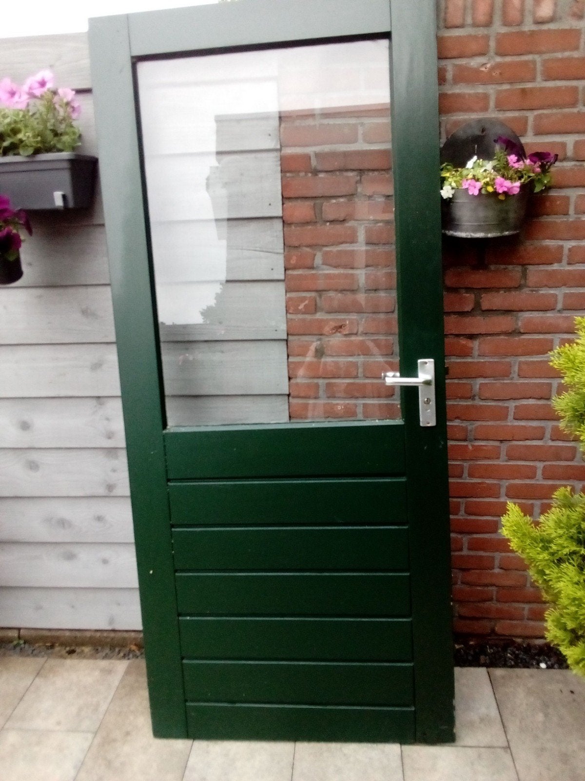 Schuurdeur met glas, 87,5 cm breed, 198 cm hoog, Ophalen