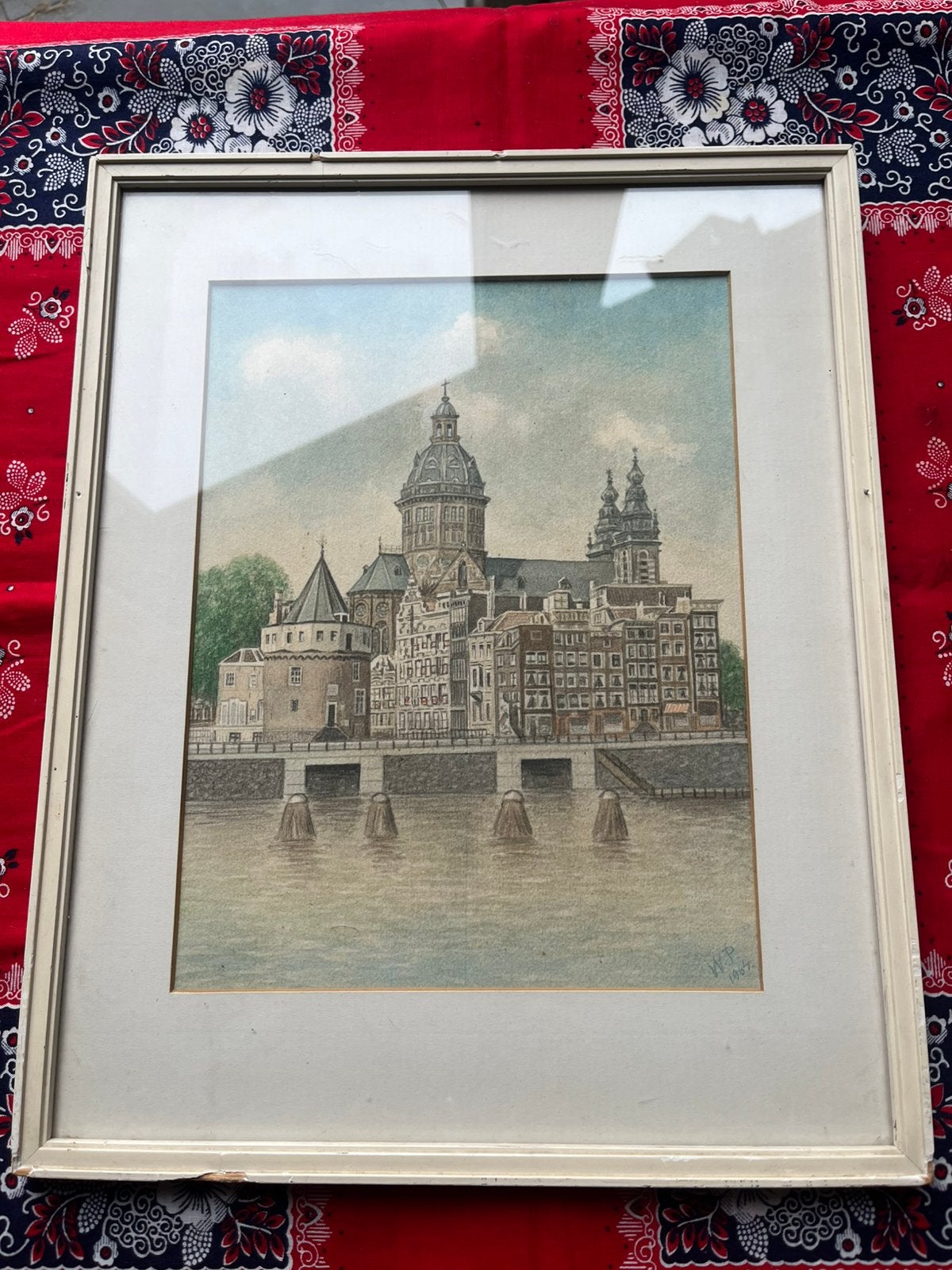 Schreiertoren Amsterdam, Antiek en Kunst, Achter glas, Ophalen of Verzenden, Klassiek, Stads- / dorpsgezicht