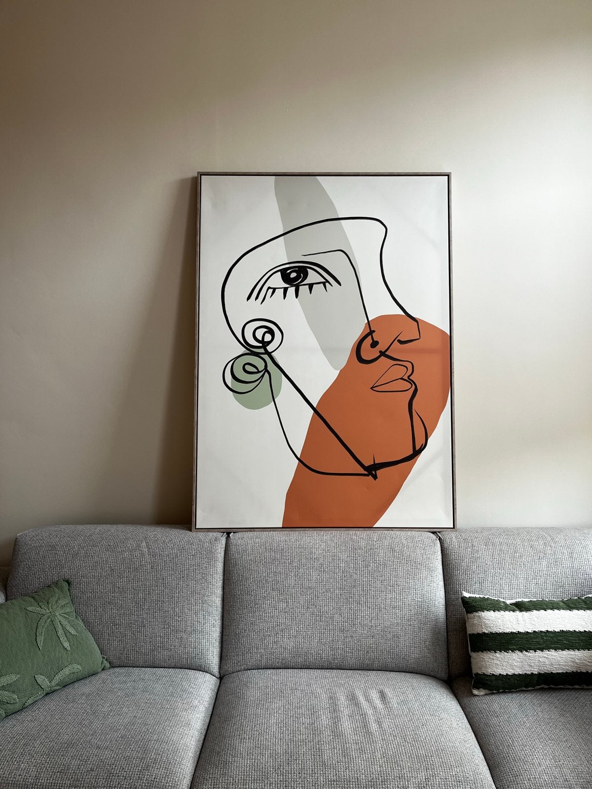 Modern kunst schilderij gezicht - 140x100cm - incl. lijst, Antiek en Kunst, Kunst | Schilderijen | Modern, Ophalen