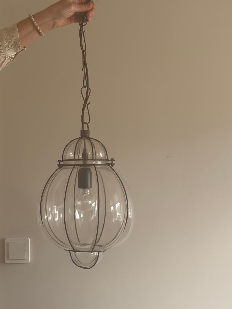 Glazen hanglamp, Ophalen, Zo goed als nieuw, Glas