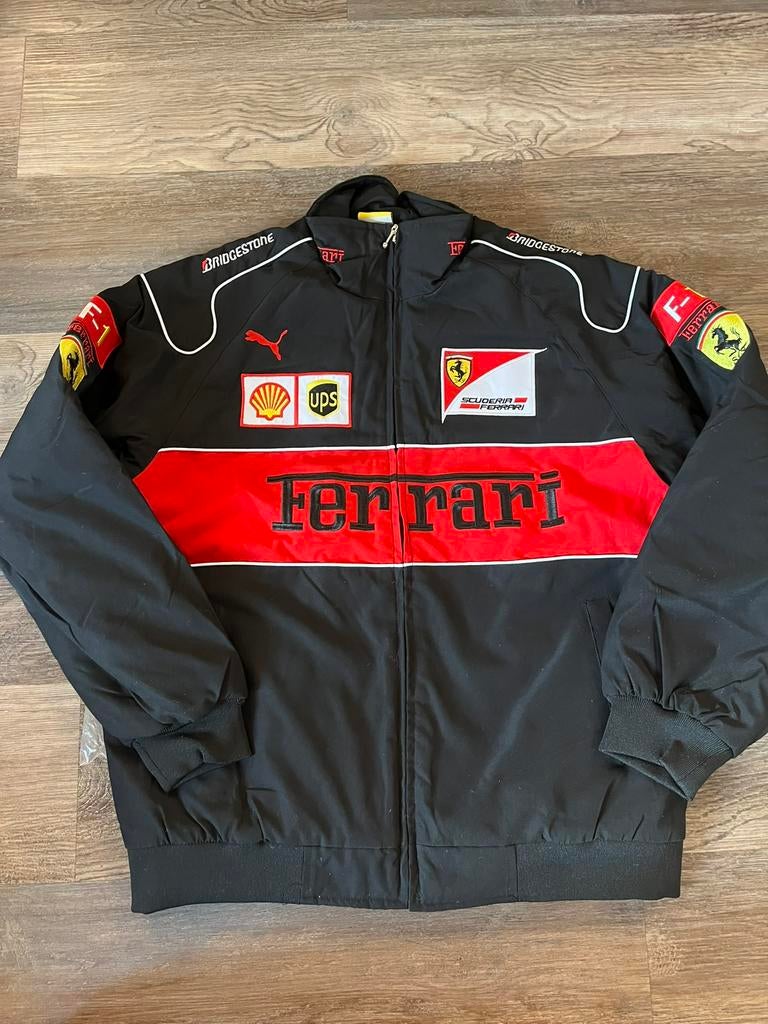 Ferrari Racing jas (maat L) – black vintage stijl, Verzenden, Zo goed als nieuw, Maat 52/54 (L), Zwart