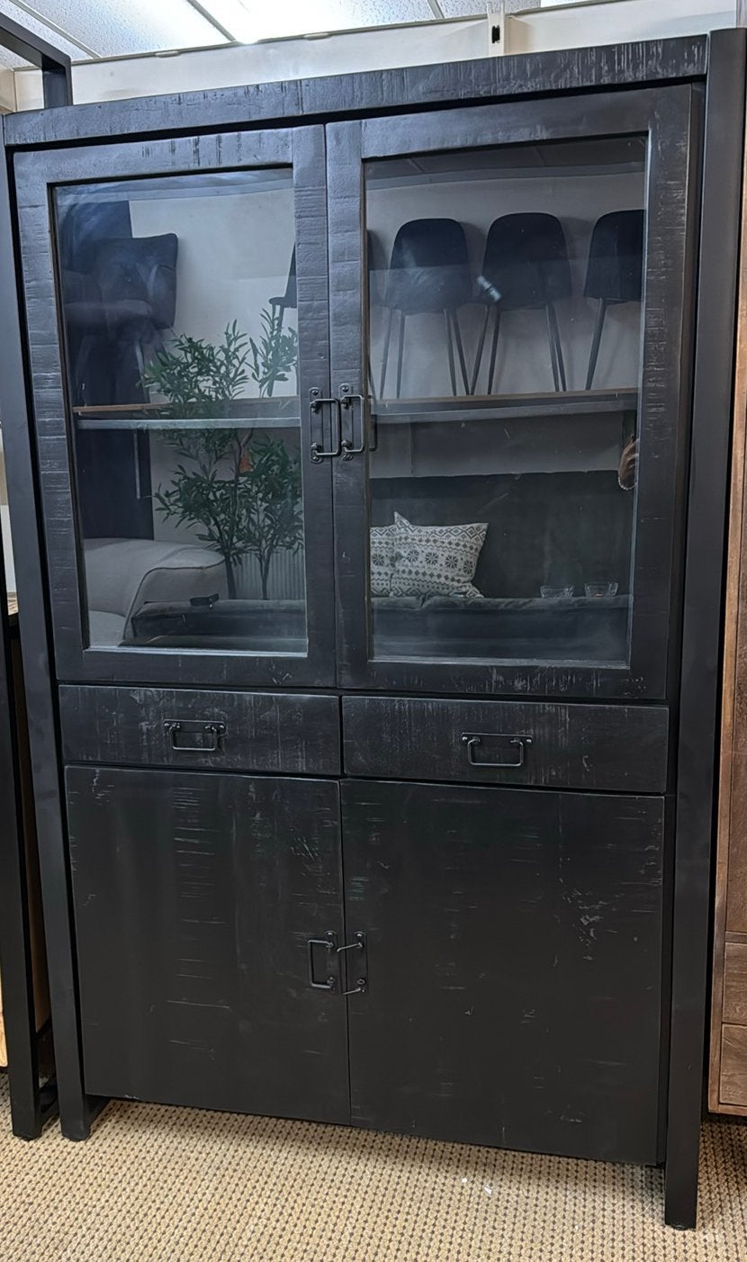 Kast Britt zwart hoog, 100 tot 150 cm, Glas, Kringloopehb41@hotmail.com, Opbergkast