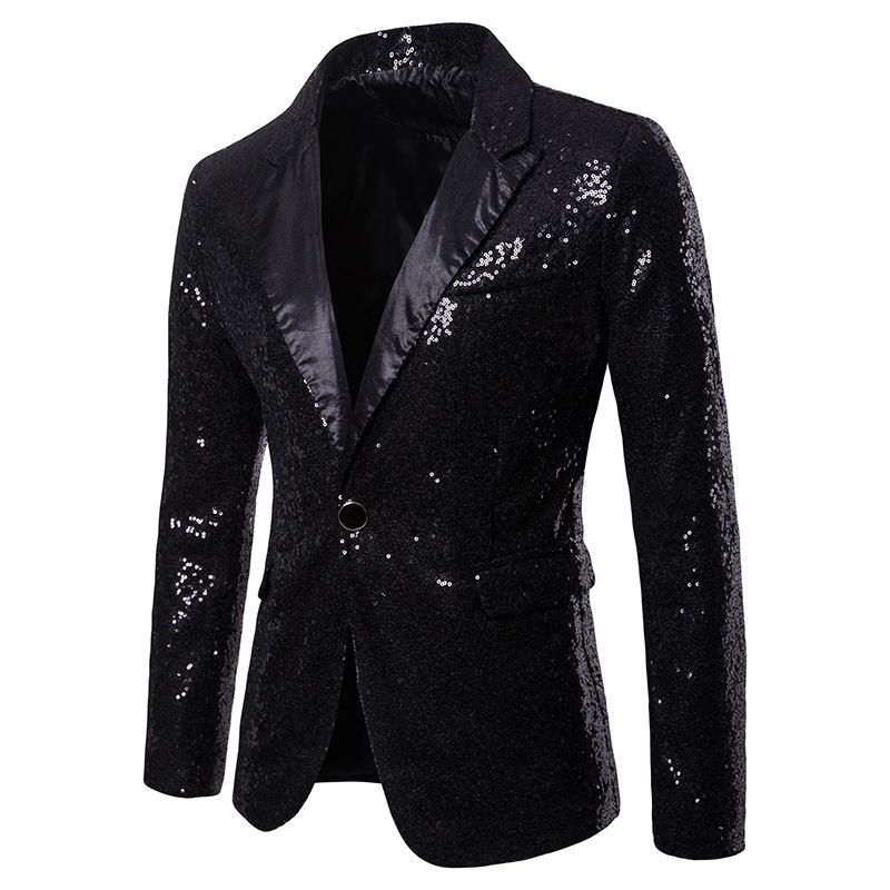 Heren zwart glitter colbert mannen zwarte blazer paillet, Verzenden, Nieuw, Overige maten, Zwart