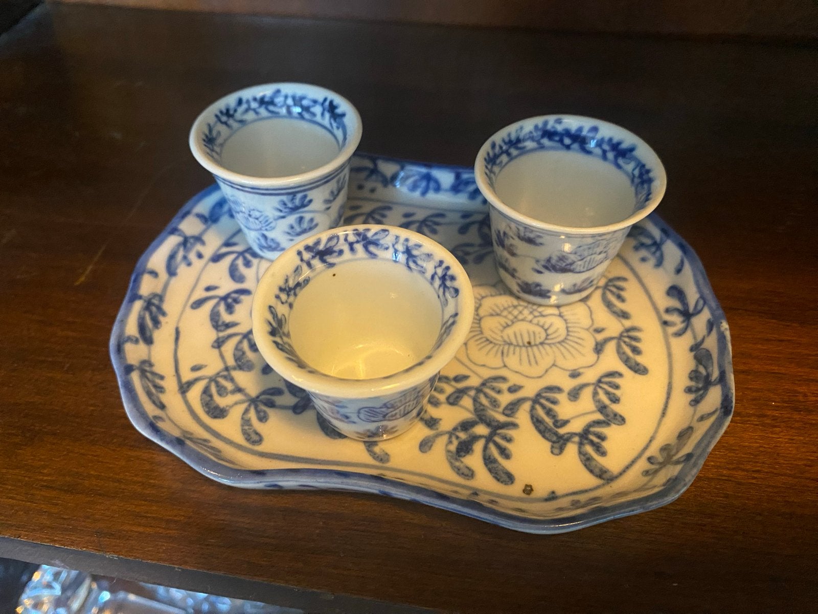 Antiek Chinees Porseleinen Dienblad met Kopjes, Ophalen of Verzenden