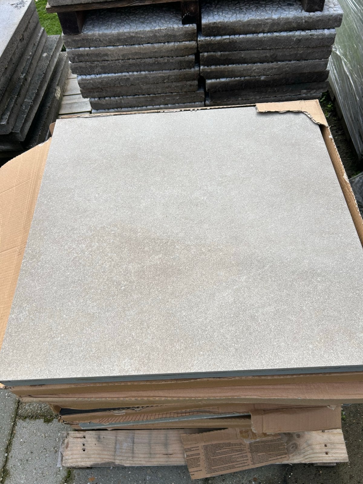 5 m2 Nieuwe keramische - Grijs/beige, 60x60 cm, Keramiek, Nieuw, Gecoat, Terrastegels