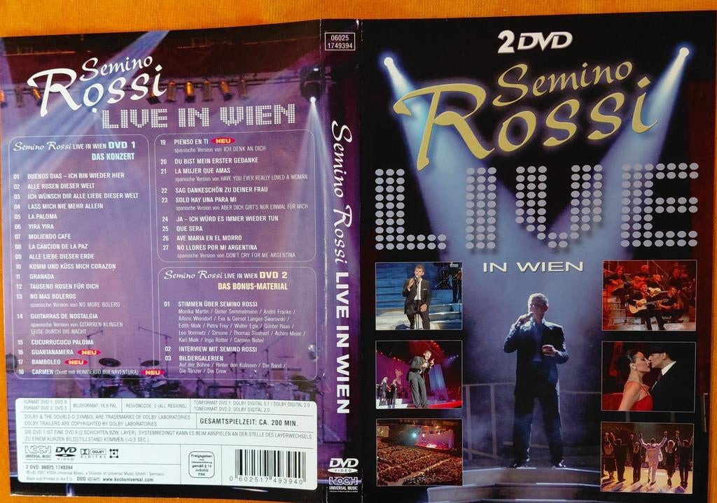 Semino Rossi - Live in Wien (Dubbel Muziek-DVD), Cd's en Dvd's, Dvd's | Muziek en Concerten, Alle leeftijden, Ophalen of Verzenden