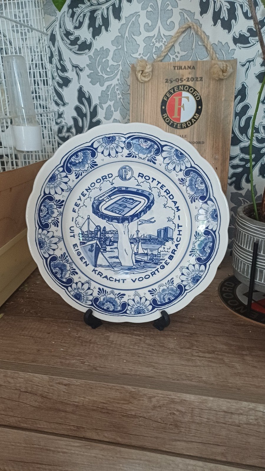 Delfts Blauw Feyenoord Sierbord - Handgeschilderd, Antiek en Kunst, Verzenden