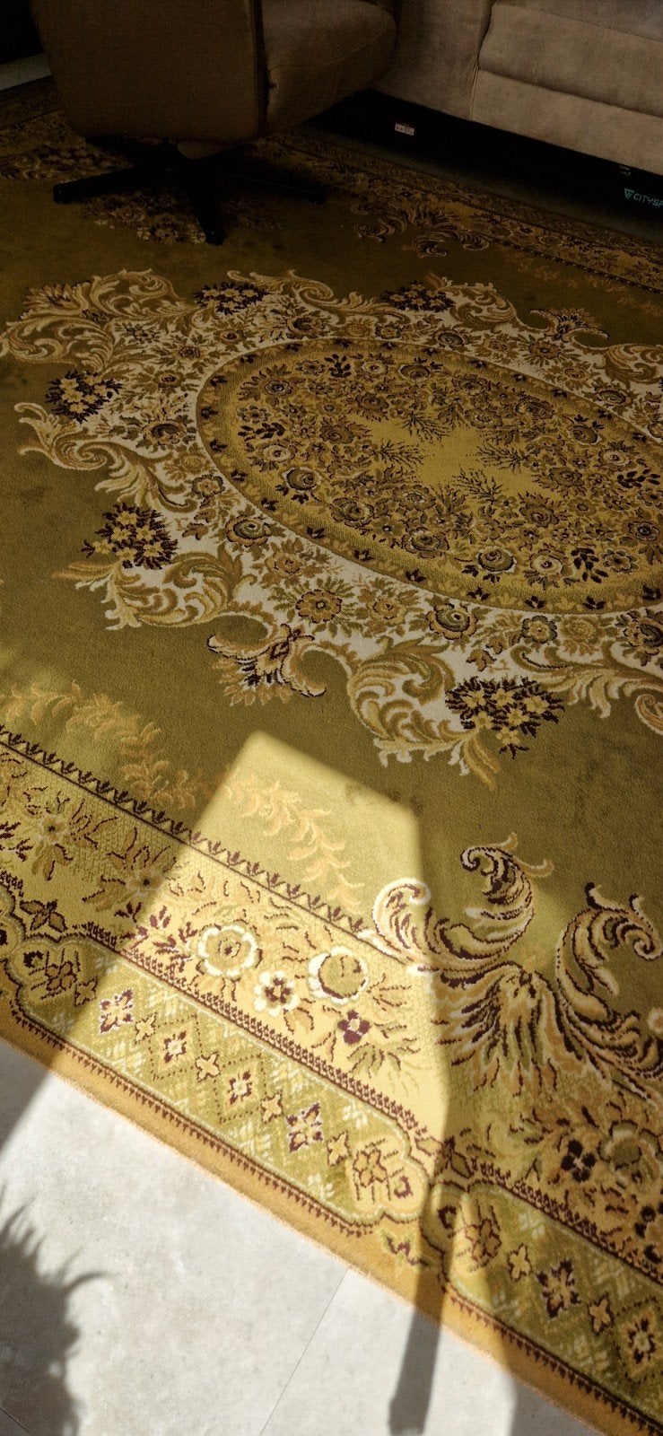 Foto 7 van Prachtig vintage vloerkleed - Groen met Klassiek Patroon