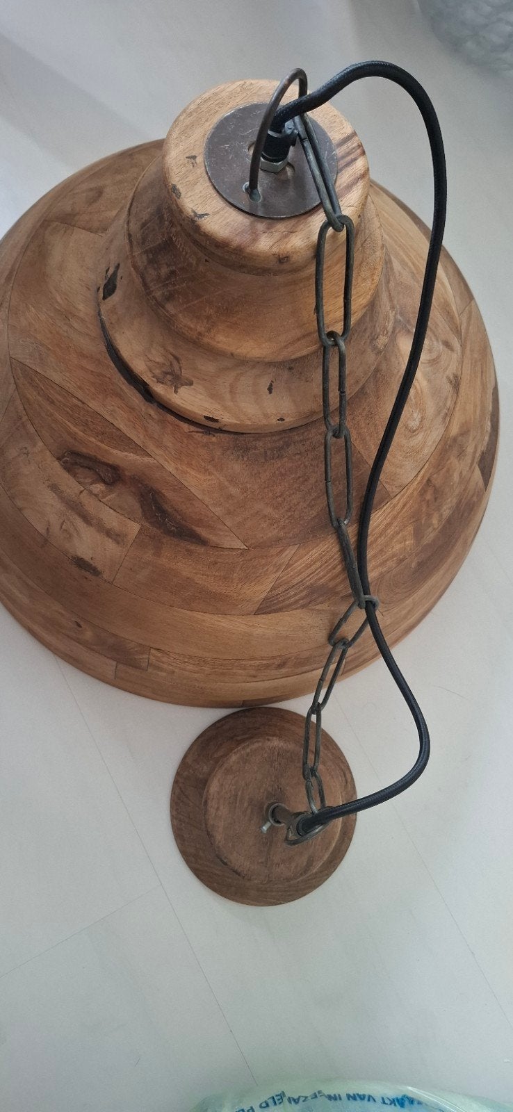Foto 2 van mooie houten hanglamp