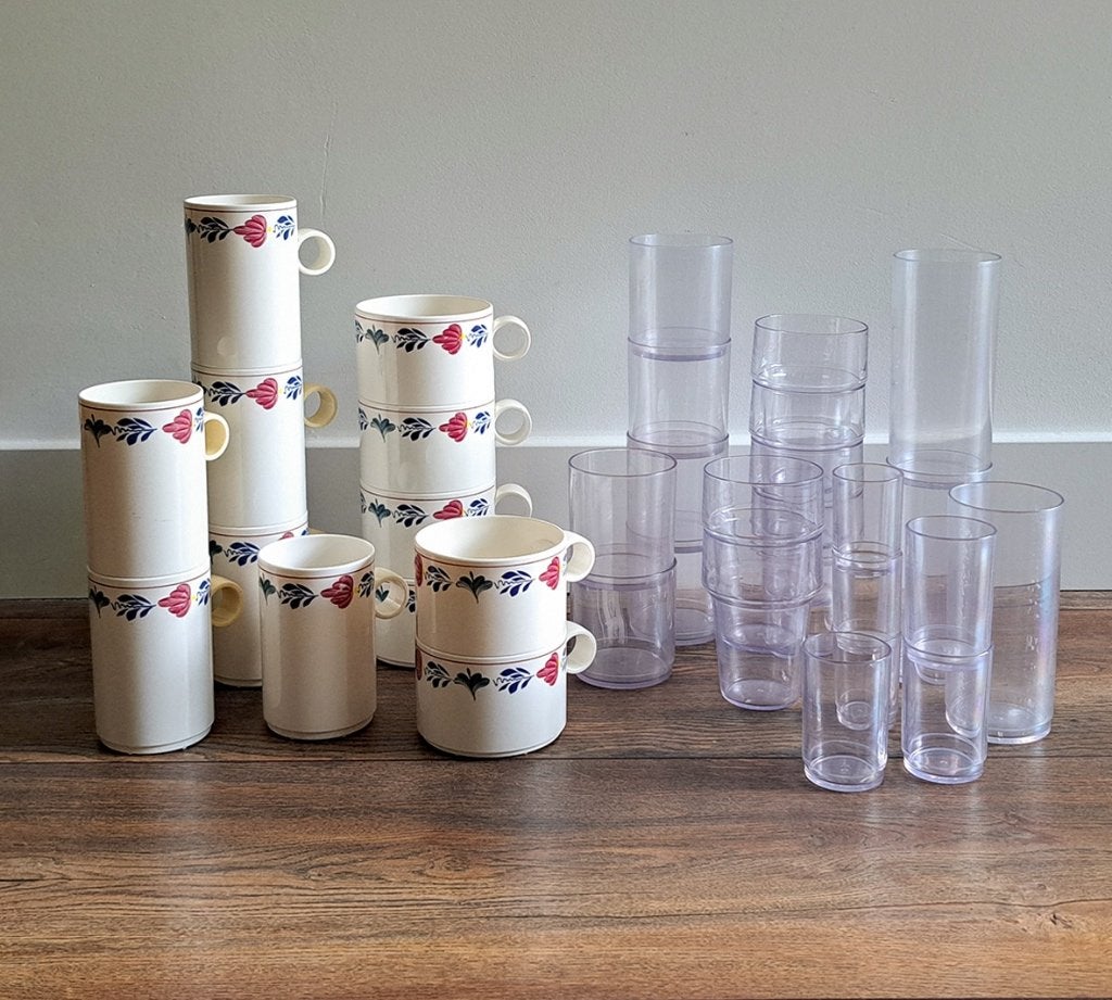 Mepal set boerenbont en transparante 'glazen' | 33 stuks, Ophalen of Verzenden, Gebruikt