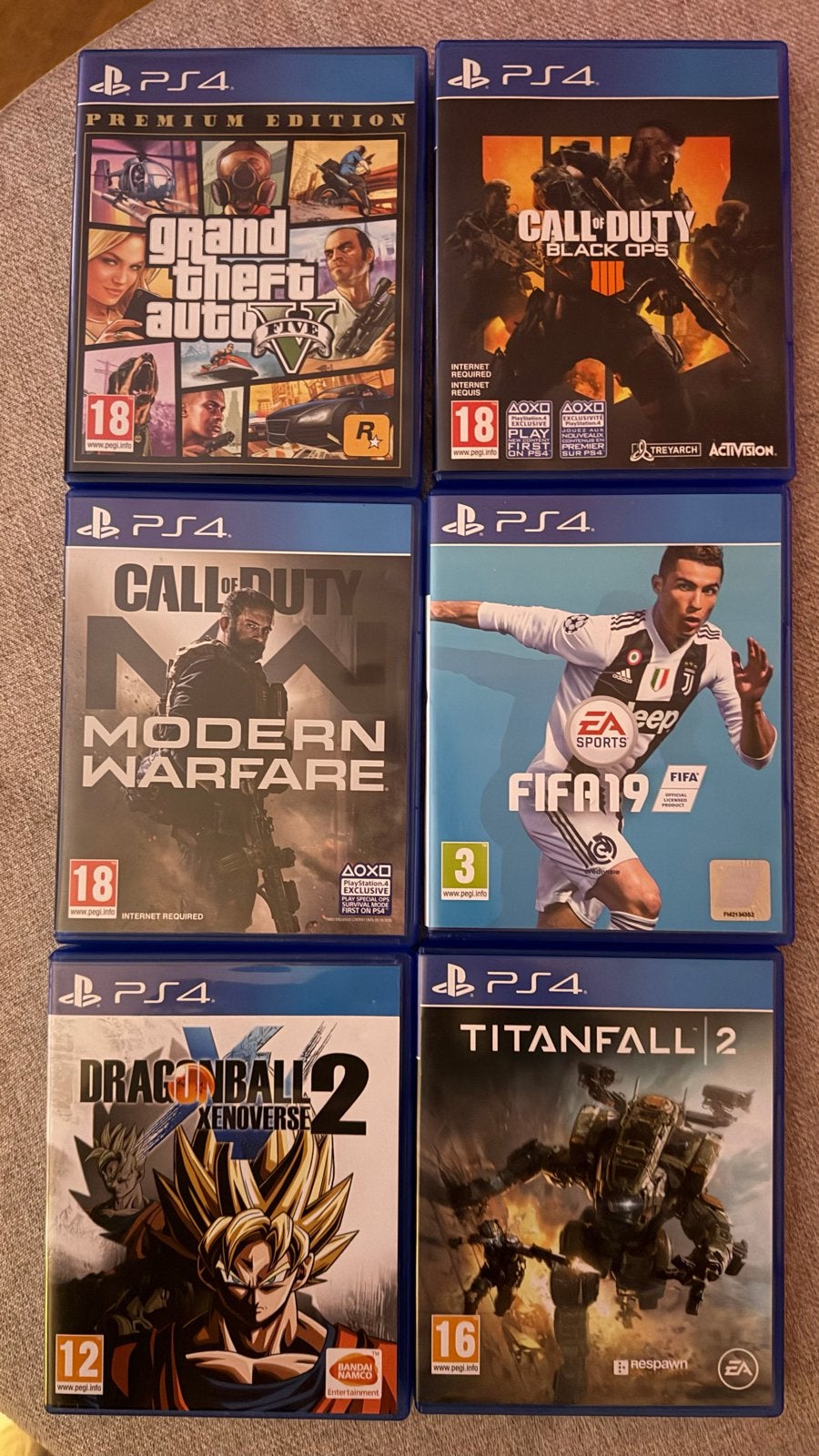 PS4 games - 6 stuks (GTA V, CoD, FIFA, Dragon Ball, Titanfal, Spelcomputers en Games, Ophalen of Verzenden, Gebruikt, Overige genres