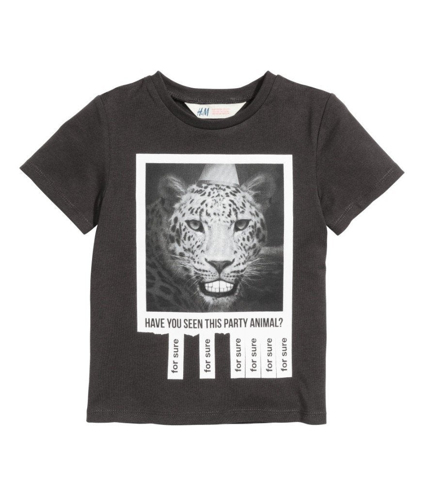 H&M zwarte jongens t-shirt shirt met jaguar print 122-128, Kinderen en Baby's, H&M, Nieuw, Ophalen of Verzenden, Shirt of Longsleeve
