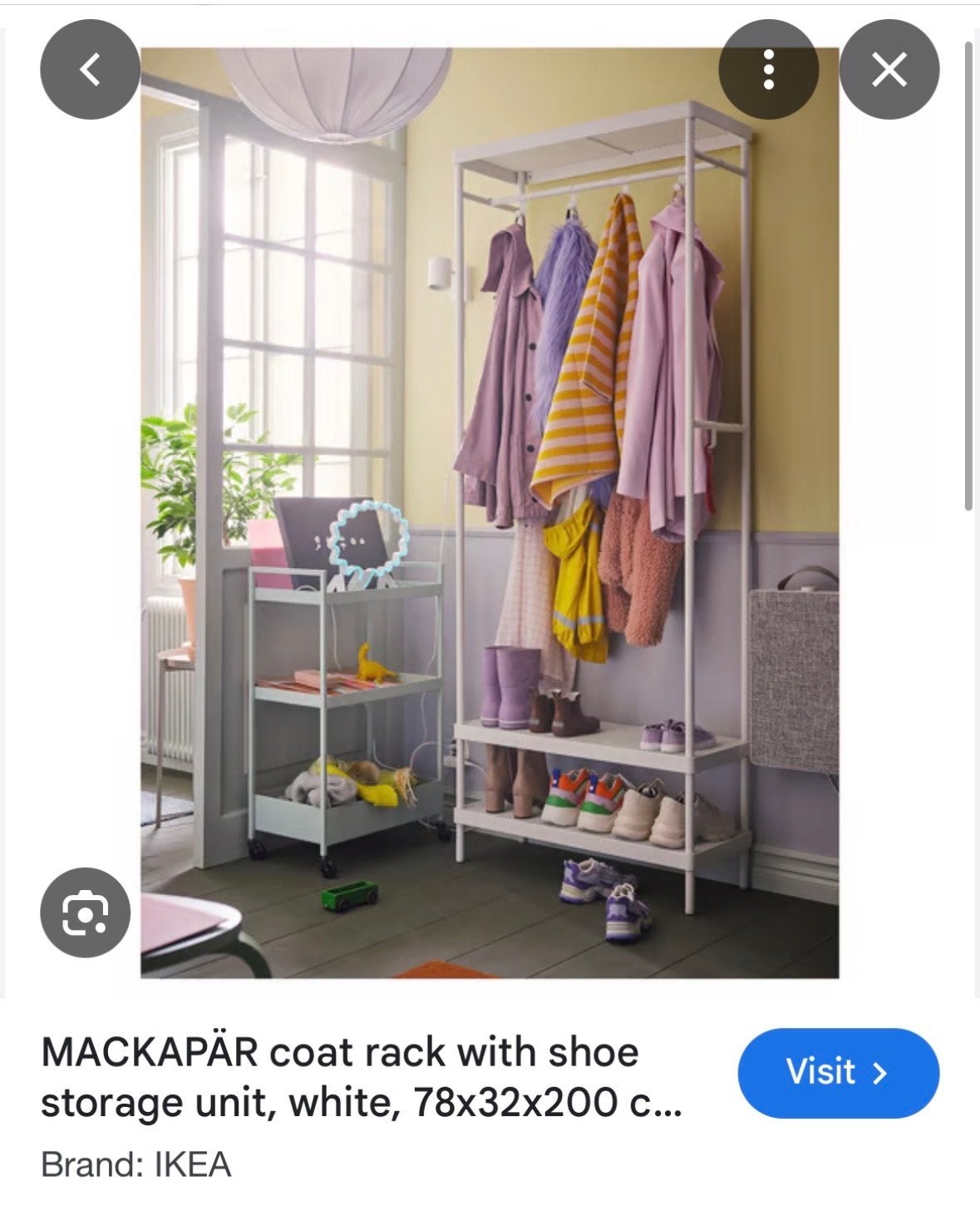 IKEA MACKAPÄR kapstok met schoenenrek, wit, Huis en Inrichting, Gebruikt, 200 cm of meer, Ophalen of Verzenden, Metaal